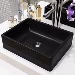 vidaXL Basin Ceramic Rectangular Black 41x30x12cm Bathroom Countertop Sink