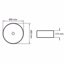 vidaXL Basin Ceramic Round Black 40x15cm Bathroom Cloakroom Countertop Sink - Additional view 5