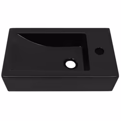 vidaXL Basin with Faucet Hole Rectangular Ceramic Black 46x25.5x12cm Sink - Additional view 2