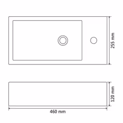 vidaXL Basin with Faucet Hole Rectangular Ceramic Black 46x25.5x12cm Sink - Additional view 3
