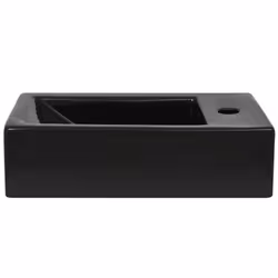 vidaXL Basin with Faucet Hole Rectangular Ceramic Black 46x25.5x12cm Sink - Additional view 4