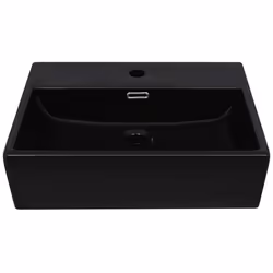 vidaXL Basin with Faucet Hole Ceramic Black 51.5x38.5x15cm Bathroom Wash Sink - Additional view 2