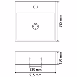 vidaXL Basin with Faucet Hole Ceramic Black 51.5x38.5x15cm Bathroom Wash Sink - Additional view 3