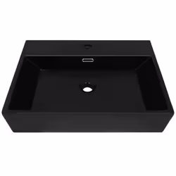 vidaXL Basin with Faucet Hole Ceramic Black 60.5x42.5x14.5cm Bathroom Sink