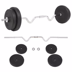 vidaXL Barbell Set 30kg Curl Bar Weight Plate Gym Training Exercise Equipment