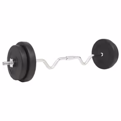 vidaXL Barbell Set 30kg Curl Bar Weight Plate Gym Training Exercise Equipment
