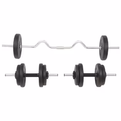vidaXL Barbell and Dumbbell Set 30kg Free Weight Plate Disc Training Lifting