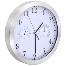 vidaXL Wall Clock with Quartz Movement Hygrometer Thermometer 30cm White Time