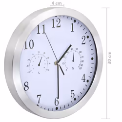 vidaXL Wall Clock with Quartz Movement Hygrometer Thermometer 30cm White Time - Additional view 5