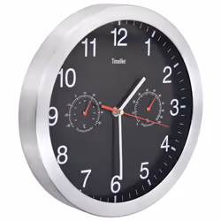 vidaXL Wall Clock with Quartz Movement Hygrometer Thermometer 30cm Black Time