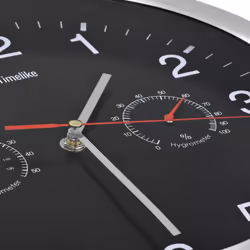 vidaXL Wall Clock with Quartz Movement Hygrometer Thermometer 30cm Black Time