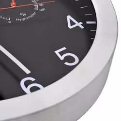 vidaXL Wall Clock with Quartz Movement Hygrometer Thermometer 30cm Black Time - Additional view 4