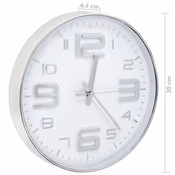 vidaXL Wall Clock 30cm Silver Home Office Living Room Timer Decoration Decor - Additional view 5