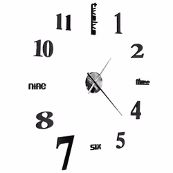 vidaXL 3D Wall Clock Modern Design 100cm XXL Black Home Office Analog Timer