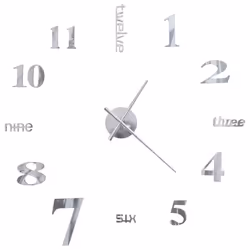 vidaXL 3D Wall Clock Modern Design 100cm XXL Silver Home Office Analog Timer