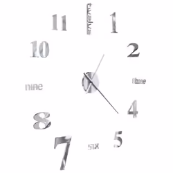vidaXL 3D Wall Clock Modern Design 100cm XXL Silver Home Office Analog Timer