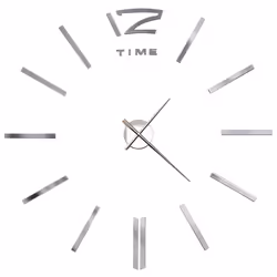 vidaXL 3D Wall Clock Modern Design 100cm XXL Silver Home Office Analog Timer