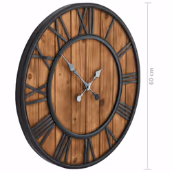vidaXL Vintage Wall Clock with Quartz Movement Wood and Metal 60cm XXL Timer - Additional view 5