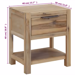 vidaXL Solid Wood Acacia Nightstand with Drawer Bedside End Table Cabinet