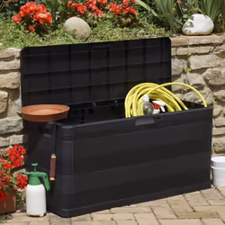 vidaXL Garden Storage Box 280 L Black Outdoor Lockable Chest Cushion Shed Case