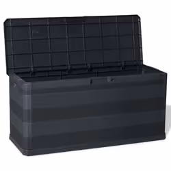vidaXL Garden Storage Box 280 L Black Outdoor Lockable Chest Cushion Shed Case - Additional view 6