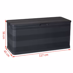 vidaXL Garden Storage Box 280 L Black Outdoor Lockable Chest Cushion Shed Case - Additional view 7