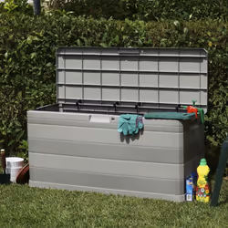 vidaXL Garden Storage Box 280 L Light Grey Outdoor Cushion Chest Utility Shed