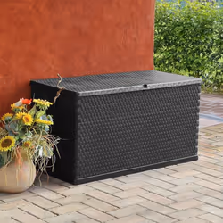 vidaXL Garden Storage Box Anthracite PP Rattan Patio Outdoor Case Furniture