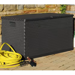 vidaXL Garden Storage Box Anthracite PP Rattan Patio Outdoor Case Furniture