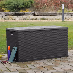 vidaXL Garden Storage Box Anthracite PP Rattan Patio Outdoor Case Furniture - Additional view 4