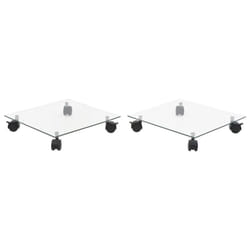vidaXL 2x Plant Rollers Tempered Glass 35x35cm Square Holder Carrier Pot Base