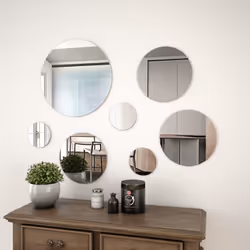vidaXL 7 Piece Wall Mirror Set Round Glass Home Bathroom Vanity Makeup Décor