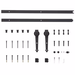 vidaXL Sliding Door Hardware Kit 183cm Steel Black Gate Roller Rail Accessory