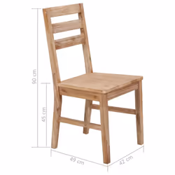 vidaXL 2x Solid Wood Acacia Dining Chairs Home Kitchen Dinner Furniture Seat - Additional view 5