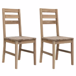 vidaXL 2x Solid Wood Acacia Dining Chairs Home Kitchen Dinner Furniture Seat - Additional view 7