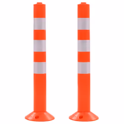 vidaXL 2x Traffic Control Bollards  Plastic 75cm Road Parking Barrier Posts