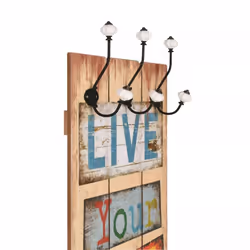 vidaXL Wall-mounted Coat Rack with 6 Hooks 120x40cm LIVE LIFE Hanger Holder - Additional view 2