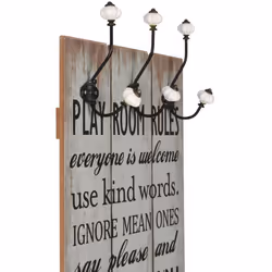 vidaXL Wall-mounted Coat Rack with 6 Hooks 120x40cm THANK YOU Hanger Holder - Additional view 2