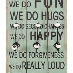vidaXL Wall-mounted Coat Rack with 6 Hooks 120x40cm HAPPY LOVE Hanger Holder - Additional view 3