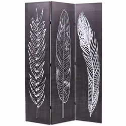 vidaXL Folding Room Divider 120x170cm Feathers Black and White Paravent Screen