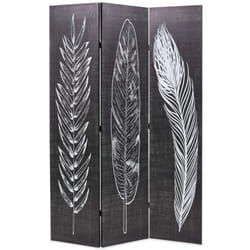 vidaXL Folding Room Divider 120x170cm Feathers Black and White Paravent Screen