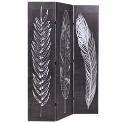 vidaXL Folding Room Divider 120x170cm Feathers Black and White Paravent Screen