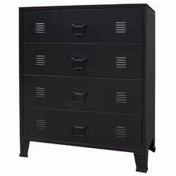 vidaXL Chest of Drawers Metal Industrial Style 78x40x93cm Black Cabinet Unit