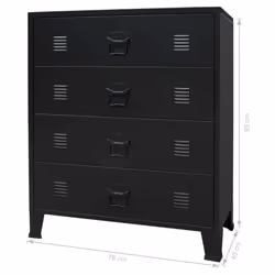 vidaXL Chest of Drawers Metal Industrial Style 78x40x93cm Black Cabinet Unit - Additional view 8