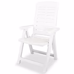 vidaXL 2x Reclining Garden Chairs 60x61x108cm Plastic White Foldable Seat - Additional view 2