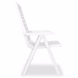 vidaXL 2x Reclining Garden Chairs 60x61x108cm Plastic White Foldable Seat - Additional view 3