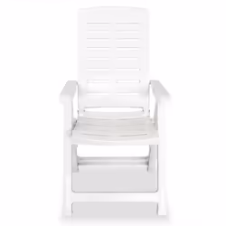 vidaXL 2x Reclining Garden Chairs 60x61x108cm Plastic White Foldable Seat - Additional view 4