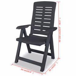 VidaXL 43897 outdoor chair Terrace Plastic Anthracite - Additional view 8