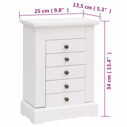 vidaXL Jewellry Case with Mirror MDF 25x13.5x34cm Holder Cabinet Storage Box - Additional view 3