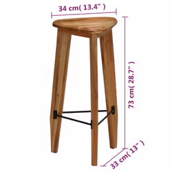 vidaXL 2x Solid Acacia Wood Bar Stools Triangular Kitchen Dining Chair Seat